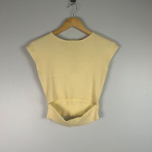 Aritzia Wilfred Cutout Ribbed Top Butter Yellow -M
